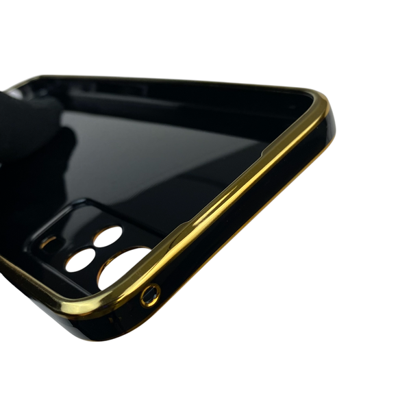 Чохол для Vivo Y53S з кільцем-підставкою із золотою окантовкою на віво у53с чорний gs1 0021152 фото