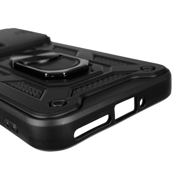 Чехол для Xiaomi 14 бронированный с кольцом подставкой со шторкой на сяоми 14 чёрный 0002408 фото