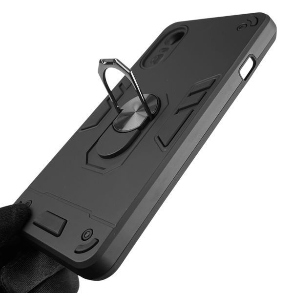 Чехол для телефона ZTE Blade A31 Plus бронированный с кольцом-держателем на зте блейд а31 плюс чёрный 0025832 фото