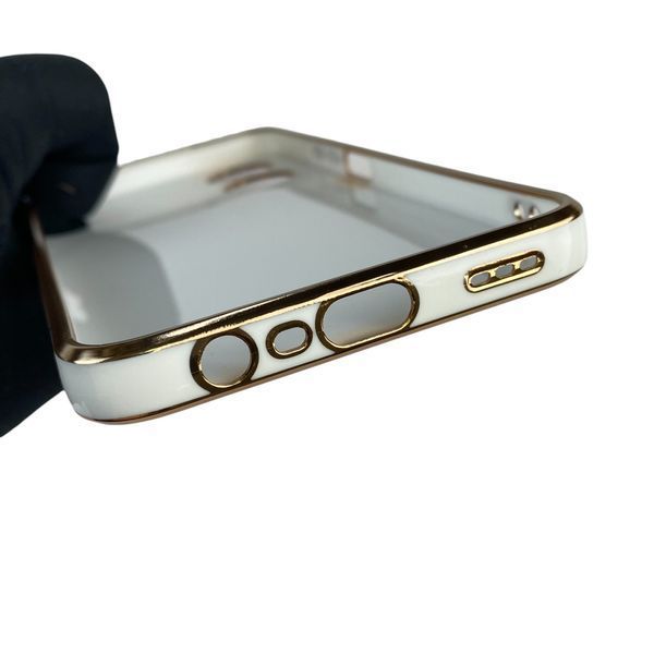Чохол для OPPO A17 з кільцем MagSafe із золотою окантовкою на оппо а17 білий gs1 0022184 фото