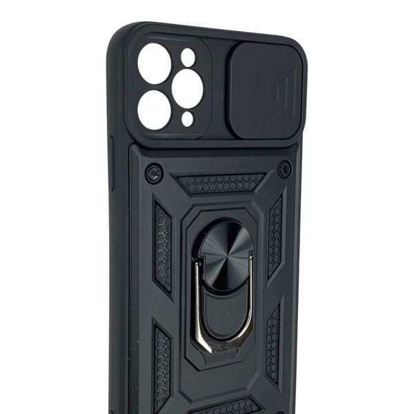 Чохол протиударний для Apple iPhone 11 Pro Max з магнітною пластиною зі шторкою на камері чорний 0050579 фото