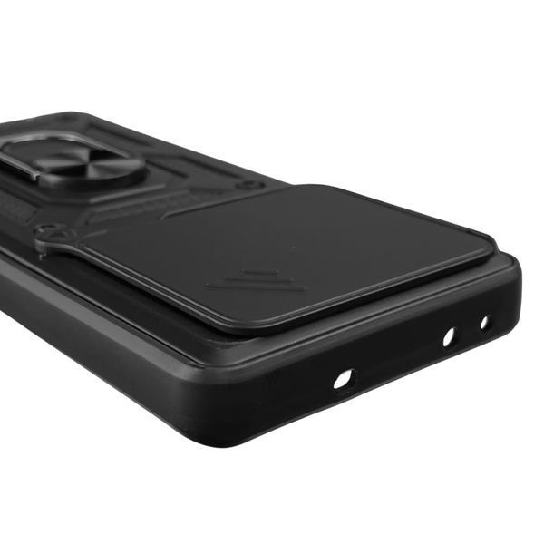 Чехол для Realme GT 6T 5G бронированный с кольцом-держателем со шторкой на реалми гт 6т 5г чёрный 0012270 фото