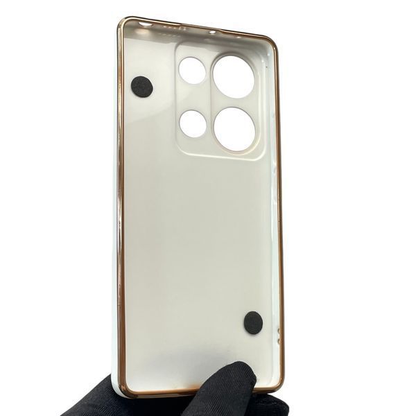 Чехол для телефона Xiaomi Redmi Note 13 Pro 4G женский с ремешком и украшениями и золотой окантовкой на сяоми редми нот 13 про 4г белый gs1 0016284 фото