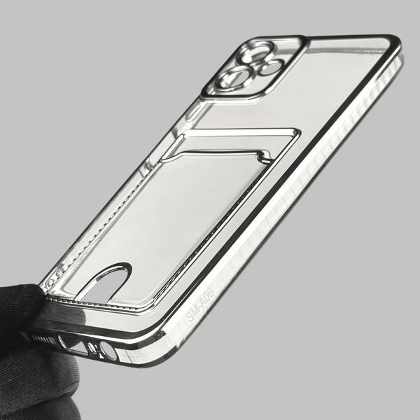 Чохол для Samsung Galaxy A06 (SM-A065) зі срібною окантовкою з кишенькою для карток на самсунг а06 срібний 0013058 фото
