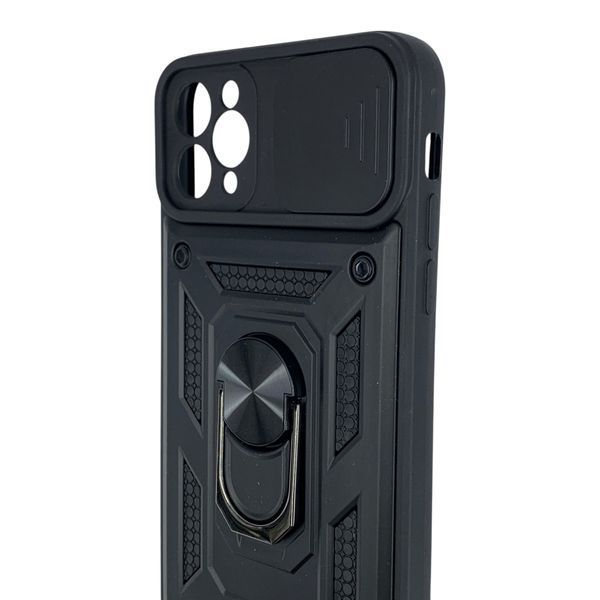 Чохол протиударний для Apple iPhone 11 Pro Max з магнітною пластиною зі шторкою на камері чорний 0050579 фото