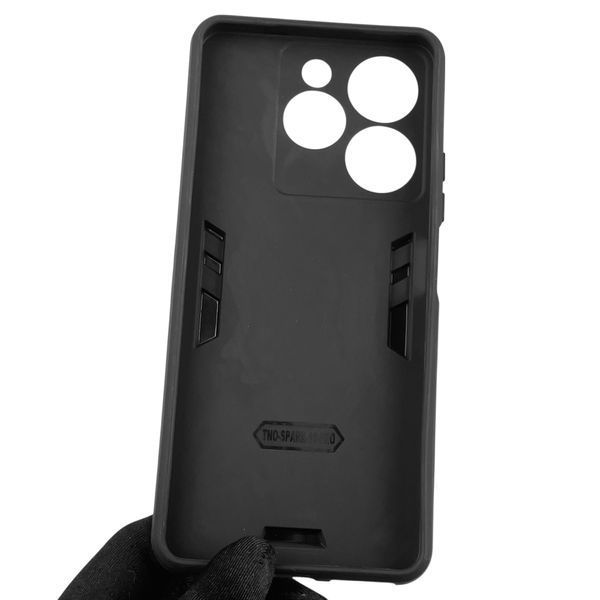 Чехол для телефона TECNO Spark 10 Pro (KI7) бронированный с кольцом-держателем на техно спарк 10 про чёрный 0025755 фото