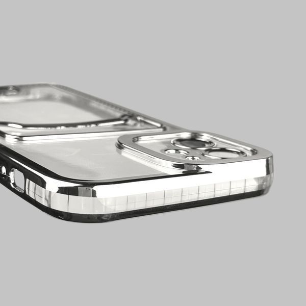 Чехол для Apple iPhone 12 с серебряной окантовкой с карманом для карт на айфон 12 серебряный 0012992 фото