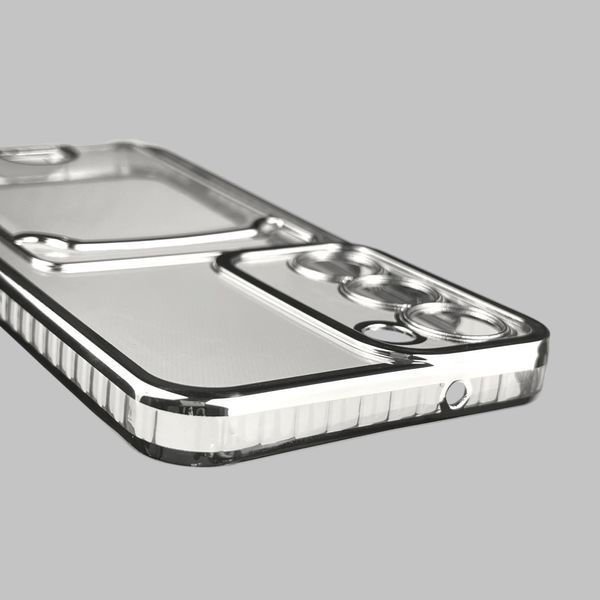 Чехол для Samsung Galaxy S23 (SM-S911B) с серебряной окантовкой с карманом для карт на самсунг с23 серебряный 0013105 фото