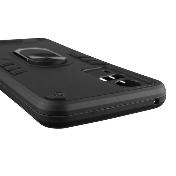 Чохол для телефона Vivo Y53S броньований з магнітним кільцем-тримачем на віво у53с чорний 0025785 фото
