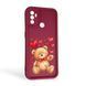 Чехол силиконовый Soft Touch с 3D принтом милый мишка для OPPO A33 бордовый (Полная защита камеры) 0045054 фото 1