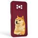 Чехол силиконовый Soft Touch с 3D принтом мема сибу для Xiaomi Poco X3 NFC бордовый (Полная защита камеры) 0048142 фото 1