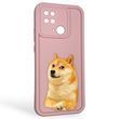 Чехол силиконовый оригинальный Soft Touch с 3D принтом мема сибу для Xiaomi Redmi 10C розовый (Полная защита камеры)