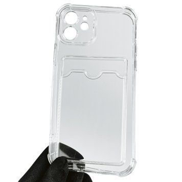 Чохол для Apple iPhone 12 з бронь кутами з кишенею для візиток карток k-pop на айфон 12 прозорий 0002039 фото