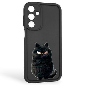 Чехол силиконовый оригинальный Soft Touch с 3D принтом злой котик для Samsung Galaxy A16 (SM-A165) черный (Полная защита камеры) 0046398 фото