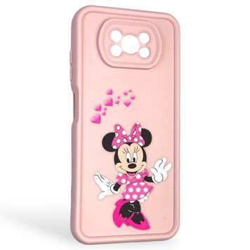 Чохол силіконовий оригінальний Soft Touch з 3D принтом чарівна мінні маус для Xiaomi Poco X3 Pro пудровий (Повний захист камери) 0049907 фото
