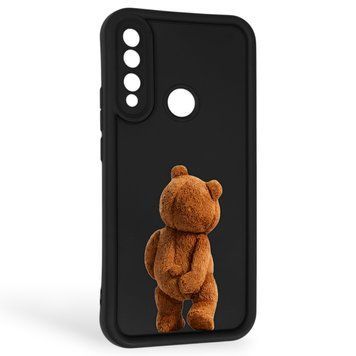 Чехол силиконовый Soft Touch с 3D принтом смешного теда мишки для Huawei P Smart Z черный (Полная защита камеры) 0049124 фото