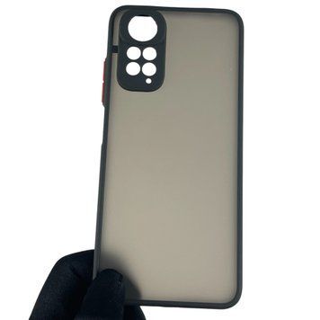 Чохол для Xiaomi Redmi Note 11S протиударний матовий із високими бортами захистом камери на сяомі редмі нот 11с чорний 0000331 фото