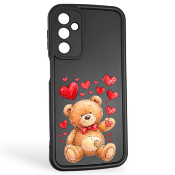 Чехол силиконовый оригинальный Soft Touch с 3D принтом милый мишка для Samsung Galaxy M34 5G (SM-M346) черный (Полная защита камеры) 0043556 фото