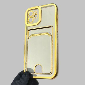 Чохол для Apple iPhone 12 із золотою окантовкою з кишенькою для карток на айфон 12 золотий 0012993 фото