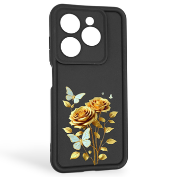 Чохол силіконовий Soft Touch з 3D принтом жіночим для Tecno Spark 20 чорний (Повний захист камери) 0042827 фото