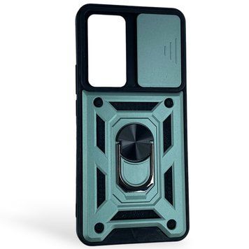 Чехол противоударный для Xiaomi 12T Pro с магнитной пластиной со шторкой на камере зеленый 0051002 фото