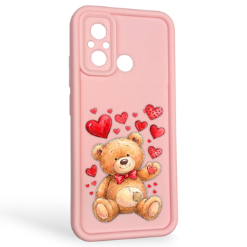 Чохол силіконовий оригінальний Soft Touch з 3D принтом милий ведмедик для Xiaomi Redmi 11A рожевий (Повний захист камери) 0043919 фото
