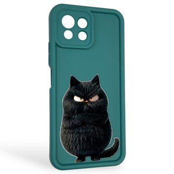 Чехол силиконовый оригинальный Soft Touch с 3D принтом злой котик для Xiaomi Mi 11 Lite темно-зеленый (Полная защита камеры) 0046599 фото