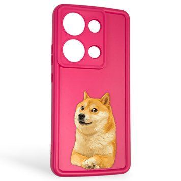 Чехол силиконовый оригинальный Soft Touch с 3D принтом мема сибу для Xiaomi Poco M6 Pro 4G малиновый (Полная защита камеры) 0047935 фото