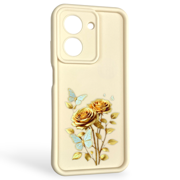 Чохол силіконовий Soft Touch з 3D принтом жіночим для Xiaomi Poco C71 молочний (Повний захист камери) 0043010 фото