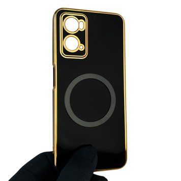 Чехол для OPPO A36 с кольцом MagSafe с золотой окантовкой на оппо а36 черный gs1 0021889 фото