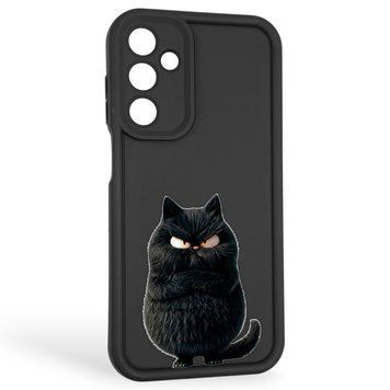 Чехол силиконовый оригинальный Soft Touch с 3D принтом злой котик для Samsung Galaxy A25 5G (SM-A256B) черный (Полная защита камеры) 0046448 фото