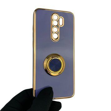 Чехол для Xiaomi Redmi Note 8 Pro с кольцом-подставкой с золотой окантовкой на редми нот 8 про синий gs1 0020917 фото