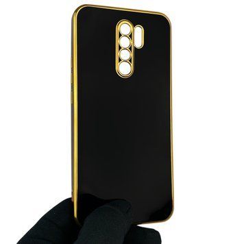 Чехол для Xiaomi Redmi 9 с защитой камеры с золотой окантовкой на сяоми редми 9 черный gs1 0019943 фото