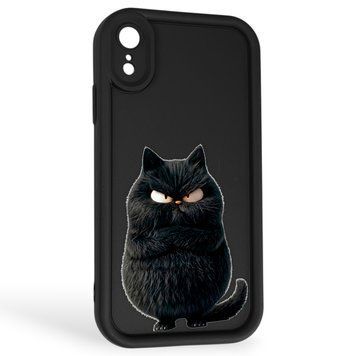 Чохол силіконовий Soft Touch з 3D принтом злого кота для Apple iPhone Xr чорний (Повний захист камери) 0047172 фото
