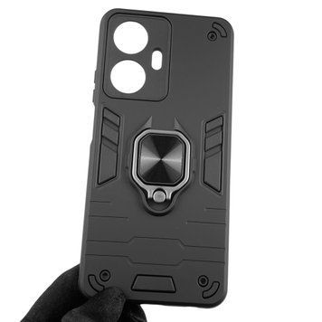 Чехол для телефона Realme C55 бронированный с магнитным кольцом-держателем на реалми с55 чёрный 0025691 фото