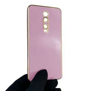 Чохол для Xiaomi Mi 9T глянцевий із захистом камери із золотою окантовкою на сяомі мі 9т чорничний gs1 0019882 фото