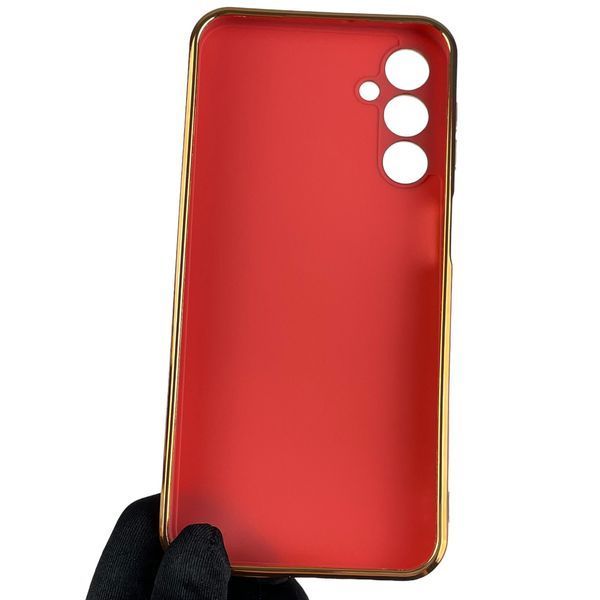 Чехол для Samsung Galaxy A24 SM-A245F глянцевый с золотой окантовкой с защитой камеры на самсунг а24 красный 0000031 фото