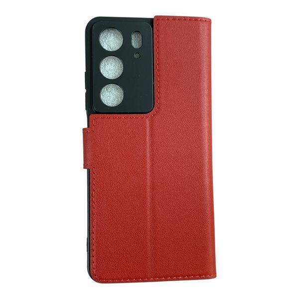 Чехол-книжка для Realme C75 красная (натуральная кожа, магнитный хлястик, подставка) 0062546 фото