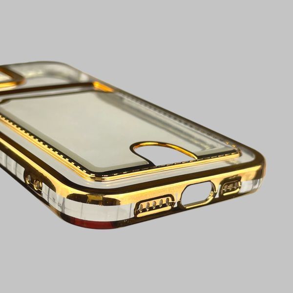 Чохол для Apple iPhone 12 із золотою окантовкою з кишенькою для карток на айфон 12 золотий 0012993 фото
