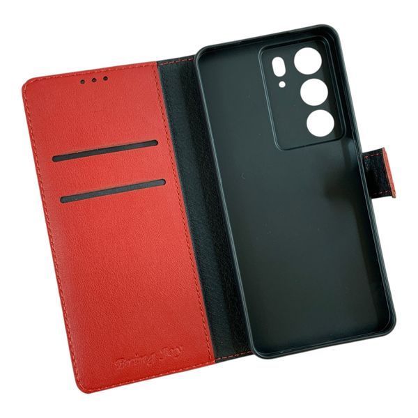 Чехол-книжка для Realme C75 красная (натуральная кожа, магнитный хлястик, подставка) 0062546 фото