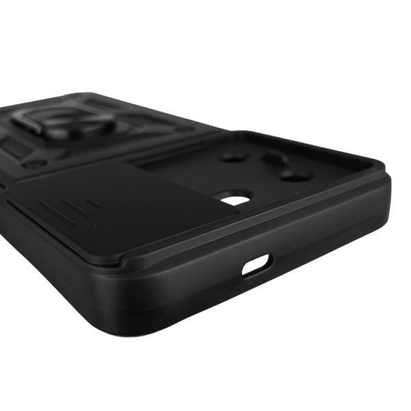 Чохол для Tecno POVA 5 (LH7n) броньований з кільцем зі шторкою на камеру на техно пова 5 чорний 0004192 фото