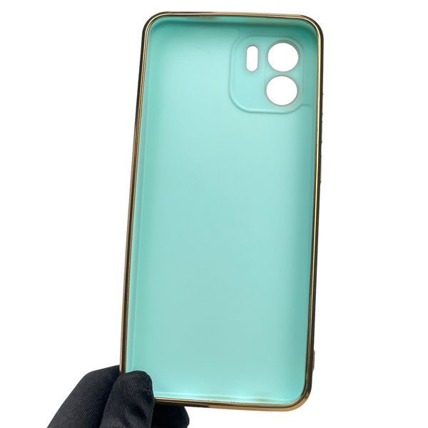 Чехол для Xiaomi Redmi A2 глянцевый с золотой окантовкой с защитой камеры на сяоми редми а2 бирюзовый 0000081 фото