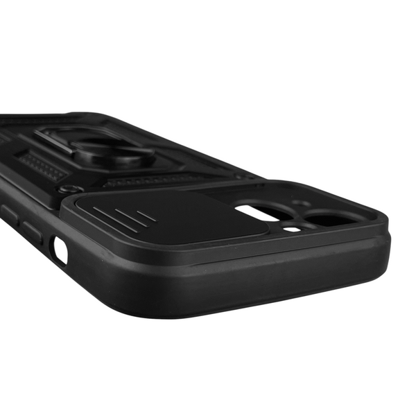 Чехол для Apple iPhone 15 Plus бронированный с кольцом со шторкой на айфон 15 плюс чёрный rg1 0015591 фото