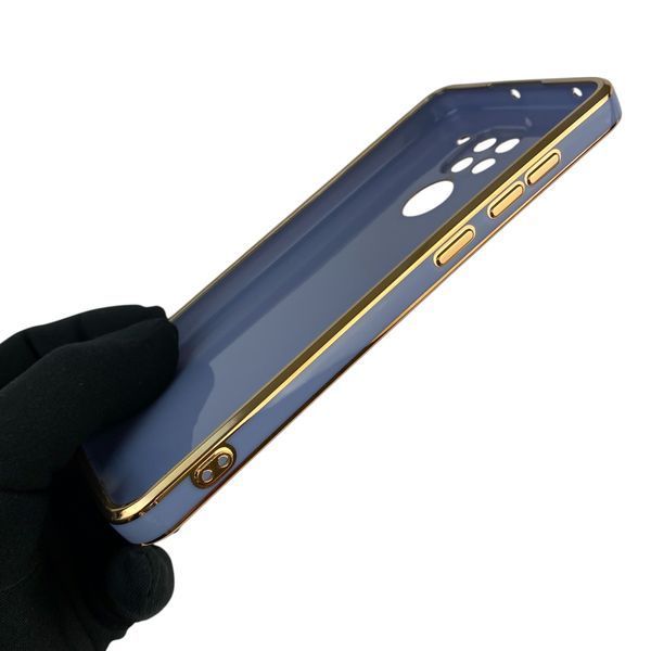 Чохол для Xiaomi Redmi Note 9 із захистом камери із золотою окантовкою на сяомі редмі нот 9 синій gs1 0020051 фото
