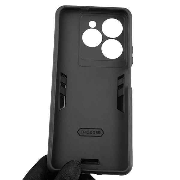 Чехол для телефона Tecno Spark 20 Pro (KJ6) бронированный с кольцом-держателем на техно спарк 20 про чёрный 0025758 фото
