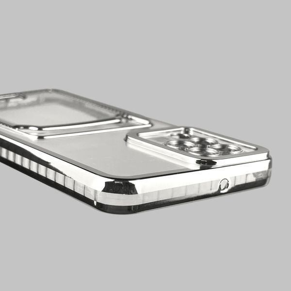 Чохол для Samsung Galaxy A22 4G (SM-A225F) зі срібною окантовкою з кишенькою для карток на самсунг а22 срібний 0013068 фото