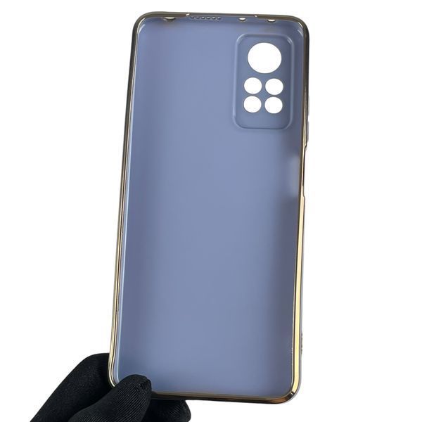 Чехол для Xiaomi Redmi Note 12 Pro (4G) с золотой окантовкой с защитой камеры на сяоми редми нот 12 про синий 0008248 фото