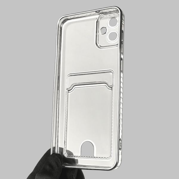 Чохол для Samsung Galaxy A05 (SM-A055) зі срібною окантовкою з кишенькою для карток на самсунг а05 срібний 0013052 фото