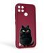 Чехол силиконовый Soft Touch с 3D принтом злой котик для Realme C25Y бордовый (Полная защита камеры) 0047122 фото 1