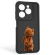 Чехол силиконовый оригинальный Soft Touch с 3D принтом смешного теда мишки для Infinix Smart 8 черный (Полная защита камеры)